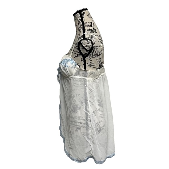 APT. 9 Vintage Y2K Sheer Babydoll Top M Mesh Lace Embroidered Lingerie Blouse - Picture 3 of 8